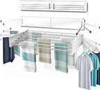 MODERN-X Wall Mounted Clothes Drying Rack with 6 Swivel arms, 35”Wide, 26 Linear ft of Laundry Drying Rack Space, 6 Collapsible Aluminum rods, 2X Drying Capacity, Space Organizer Holds up to 60lbs
