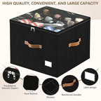 Vincona Shoe Organizer for Closet,2 Pack Shoe Storage Bins Foldable Shoe Storage Box Containers with Clear Cover and Sturdy Handles,Shoe Rack for Closet Storage for Sneakers Heels Slippers (Black)