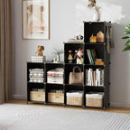 AWTATOS Cube Storage Organizer Closet Storage Shelves DIY Stackable Plastic Storage 12 Cube Bookshelf, Ideal Storage Organizer for Closet, Home, Bedroom, Black