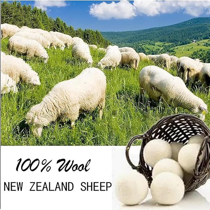 Wool Dryer Balls Laundry Reusable Wool Balls for Dryer Organic Premium New Zealand Wool Natural Fabric Softener Reduce Clothing Wrinkles Drying Clothes Faster Eco-Friendly 6 Pack XL