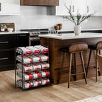 Vrisa Can Rack Organizer 5 Tier Cans Storage Organizer for Pantry Metal Can Food Holders Stacking Canned Goods Dispenser Rack Soda 60 Cans Organizers for Kitchen Pantry Cabinet, Rustic Brown