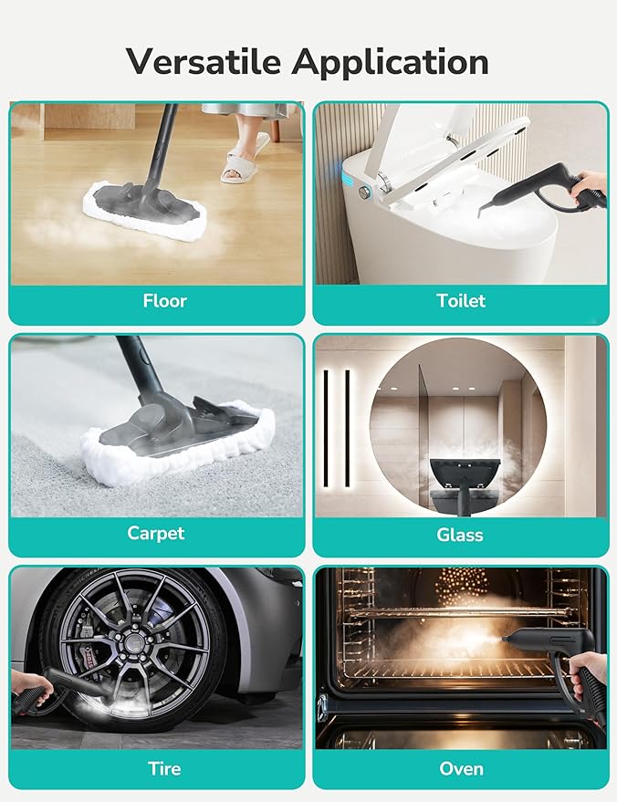 Steam Cleaner for home, 80PSI 293°F Multipurpose Heavy Duty Canister Steamer,Built-In Storage, Handheld Steam Mop for Home Car Upholstery Bed Furniture Carpet Bathroom Tile Grout Floor Cleaning, Blue