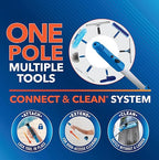 Unger Professional 2-in-1 Squeegee and Scrubber, 14” Window Cleaning Tool and 8’ Connect & Clean Pole, Essential Glass Supplies for Commercial and Residential Use, Microfiber Sleeve