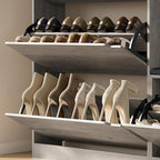 BORNOON Shoe Cabinet with Bench and 3 Flip Drawers, Slim Narrow Shoe Storage Cabinet, Freestanding Shoe Rack Organizer with Adjustable & Removable Shelves, Anti-Tip for Entryway, Hallway, Foyer