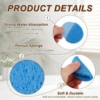 uxcell 10Pcs Cellulose Sponges, Round Kitchen Clean Sponges Non-Scratch Compressed Dish Scrubber for Kitchen Household Cookware Bathroom Cleaning & DIY, Blue