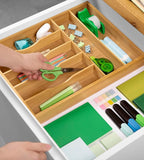 ROYAL CRAFT WOOD Luxury Bamboo Utensil Rack and Silverware Organizer, Kitchen Drawer Organizer - Utensil Holder and Cutlery Tray with Grooved Drawer Dividers for Flatware 7 Slot, Natural