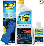 Cerama Bryte Best Value Kit: Ceramic Cooktop Cleaner 28oz, Scraper, 10 Pads, Burnt-on Grease Remover 2oz, 4 Piece Set