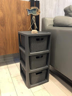 BranQ - Home Essential Shelf in Rattan Look Plastic Polypropylene 29.5 x 24 x 48.7 cm Anthracite