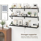 Fun Memories Deep Floating Shelves for Wall, 48W x 8D Wall Mounted Shelves Set of 2, Wide Display Ledge Shelf with Sturdy Metal Brackets for Living Room, Bathroom, Bedroom and Kitchen, Black