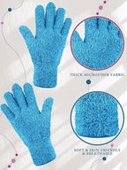 Patelai 3 Pairs Microfiber Plant Dusting Gloves Leaf Cleaning Gloves for Indoor Plants, Blinds, Furniture, House (Reddish Violet,Blue,Purple,Medium)