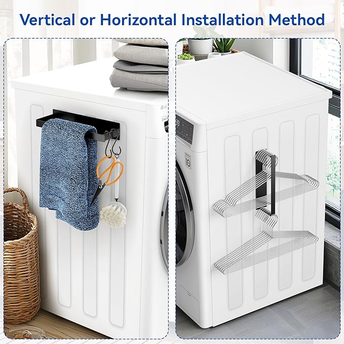 Magnetic Dryer Ball Holder and Magnetic Hanger Holder for Laundry Room Organization and Storage, Magnetic Lint Bin for Laundry Room, Iron Basket Dryer Ball Container for Laundry Room Storage (Black)