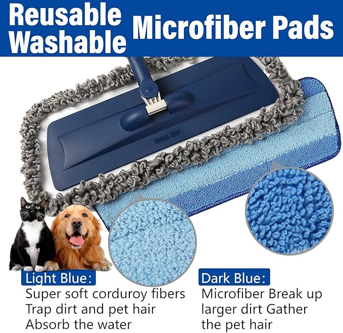 Mops for Floor Cleaning Wet Spray Mop with 14 oz Refillable Bottle and 3 Washable Microfiber Pads Home or Commercial Use Dry Wet Flat Mop for Hardwood Laminate Wood Ceramic