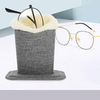 2pcs Linen Fabric Eyeglasses Holder Stand Plush Eyeglass Organizer Rack for Desktop Storage Eyewear Display in Linen Gray, Compact Set for Home and Office Use
