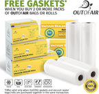 8" x 25' Rolls (Fits Inside Machine) - 4 Pack (100 feet total) OutOfAir Vacuum Sealer Rolls. Works with FoodSaver Vacuum Sealers. 33% Thicker, BPA Free, Sous Vide, Commercial Grade