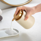 Enra Foaming Soap Dispenser,12 oz BModern Foam Soap Dispenser with Glod Pump for Bathroom,Kitchen with Easy-to-Press Pump (Beige Poam Glod Pump)