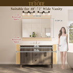 TETOTE 48 x 32 Medicine Cabinet with Tempered Beveled Mirror Silver Vanity Mirror with Storage Aluminum Cabinet DTC Hinges, Stepless Adjustable Shelves, Recessed/Surface-Mounted