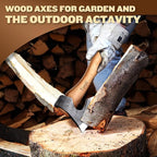 Tivoli 15 Inch Camping Axes and Hatchets, Bushcraft Axe for Wood Splitting and Kindling,Hand Forged Carbon Steel Chopping Axes Ash Wood Handle with Sheath for Camping and Survival