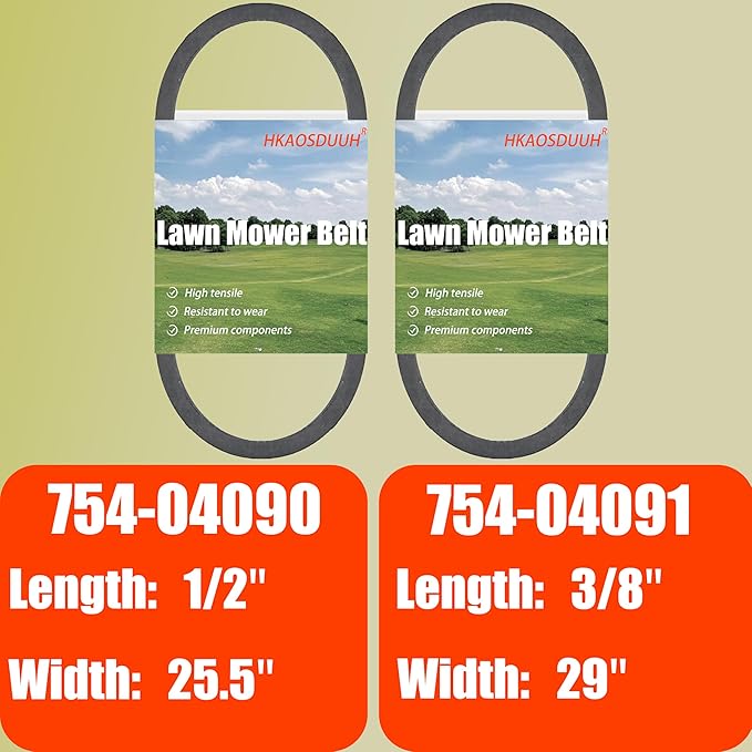 HKAOSDUUH GW-1916657 & GW-1916658 (1/2" x 25.5" & 3/8" x 29") Garden Tillers Forward Drive Belts fits MTD 954-04090 954-04091 Troy-Bilt 1916657 1916658 754-04090 754-04091 Lawn Mower