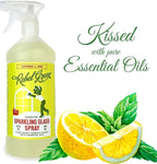 Rebel Green Sparkling Glass Cleaner - Streak Free Glass Cleaner Spray - Natural Glass & Surface Spray for Windows, Mirrors, & More - Scented with Peppermint & Lemon - (32 Ounce Bottles, 4 Pack)