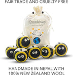 Friendsheep Wool Dryer Balls, Organic Reusable Fabric Softener Alternative for Laundry, Handmade, Fair Trade, Hypoallergenic, Eco-Friendly, Plastic-Free (6 Pack XL – Busy Bees)