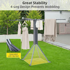 BIREN Clothes Drying Rack Foldable Extending Laundry Rack with 16 Clips Collapsible Clothing Rack Space-Saving Clothing Racks for Hanging Clothes, Indoor, Camping, Balcony, Outdoor