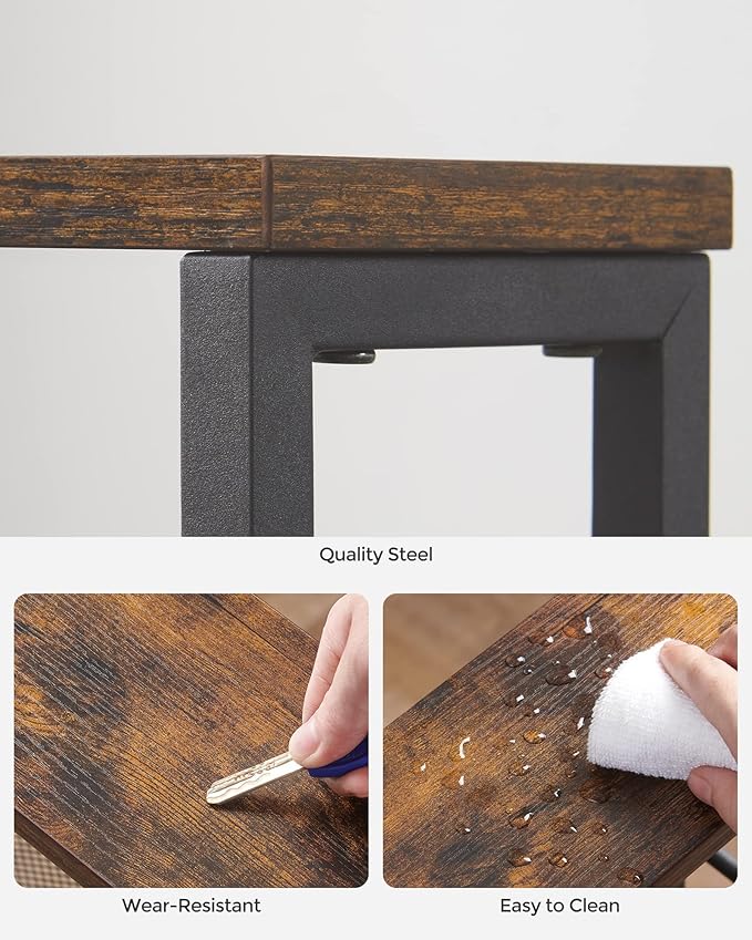 VASAGLE Slim Rolling Cart, 4-Tier Narrow Storage Cart with Handle, 5.1 Inches Deep, Metal Frame, for Kitchen, Dining Room, Living Room, Home Office, Rustic Brown and Classic Black ULRC032B01V1