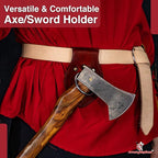 Armory Replicas - Genuine Rawhide Leather Universal Axe Frog - Medieval Hand Crafted O-Ring Funcitonal Outdoor Costume LARP Weapon Holder