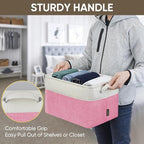 BALEINE 1 Pack Fabric Storage Bins for Shelves, Linen Storage Baskets for Organizing, Decorative Closet Bins for Clothes, Home (Pink, 15''x11''x9.5'')