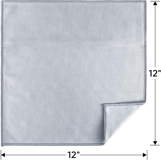 HOMEXCEL Microfiber Glass Cleaning Cloth 12 PK, Lint Free Streak Free, Reusable Cleaning Cloth for Cleaning Windows, Glasses, Mirrors, Screens, Stainless Steel, and More Grey-12”×12”
