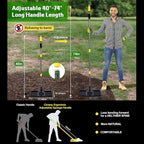 Lawn Leveling Rake 17x10 Inch , Heavy-Duty Yard Leveling Rake 6.2FT Leveler Tool for Soil, Sand & Topsoil, Backyard, Garden, Golf Course