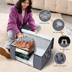 Fab totes Storage Bags,Clothes Blanket Storage Bins Foldable Closet Organizers with Reinforced Handle for Home Dorm Storage and Organization,Fabric Bags for Organizing Sheets,Clothing (Grey,10 Pack)