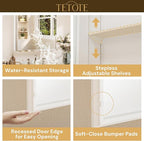 TETOTE 14 x 18 Medicine Cabinet with Tempered Beveled Mirror White Bathroom Mirror with Storage Aluminum Cabinet DTC Hinges, Stepless Adjustable Shelves, Recessed/Surface-Mounted