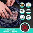 HAUSHOF Cast Iron Scrubber, Chainmail Scrubber with Silicone Core, Premium Chainmail Scrubber Sponge for Skillet, Pan, Dutch Oven