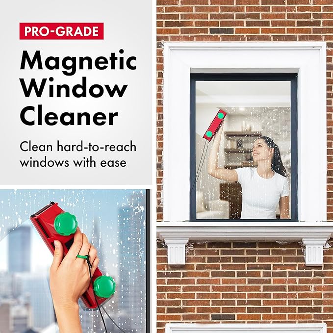 Tyroler Magnetic Window Cleaner Tool | The Glider D4 Double-Sided Window Cleaner Tool Fits Windows 0.1"-1.6" Thick | Magnet Window Cleaner | Magnetic Glass Cleaner | limpiador de ventanas magnetico