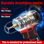 20V MAX Cordless Drill Driver Kit, 70Nm High Torque, LED Light, 26 Piece Accessory Set, 2 Batteries and Fast Charger for Wood Metal Drilling