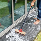 Deck Brush with Long Handle, 52'' Palmyra Bristle Scrub Broom for Boat, Patio, Garage, Concrete, Shower, Bathroom Cleaning, Outdoor Floor Scrubber