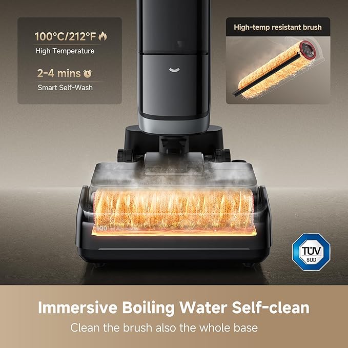 DREAME H15 Pro Heat Wet Dry Vacuum Cleaner, 185°F Hot Water Floor Cleaning, Cordless Vacuum Mop with GapFree AI Robotic Arm, 22KPa Suction, 0 Hair Tangle, 212°F Self-Clean, 194°F Hot Air Drying