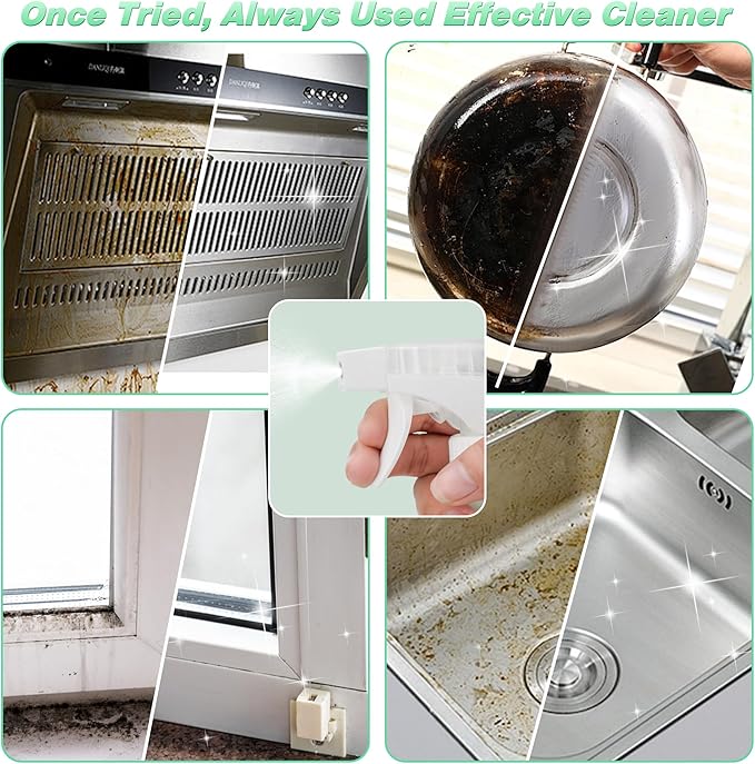 Kitchen Cleaner Spray, All Purpose Cleaner Kit, StoveTop Cleaner, Multi Purpose Cleaner Degreaser Tablets for Multi-Surfaces, Kitchen, Countertops, Ovens, Fresh Lime Scent, No-rinse Formula,192oz