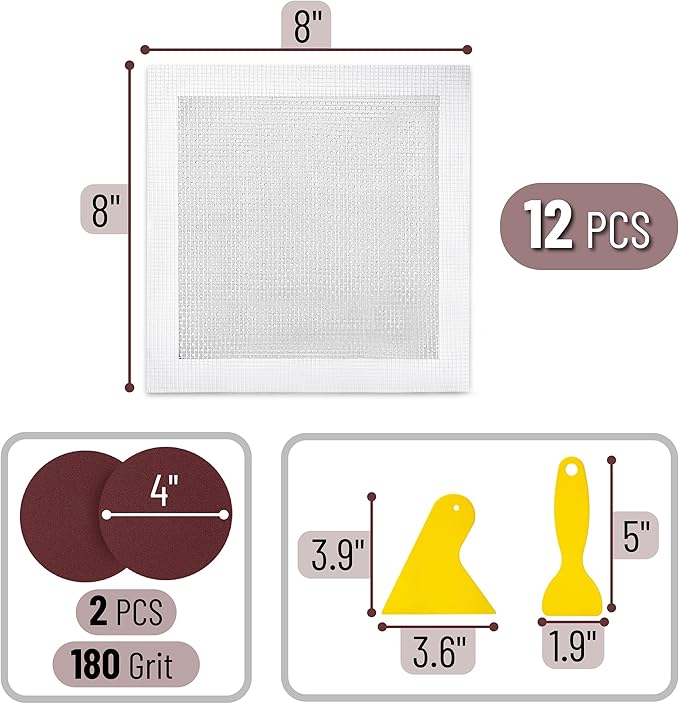 Bates- Drywall Repair Kit, 16 pcs, 8 Inch, Dry Wall Patch Kits, Wall Repair Patch Kit, Wall Patch Repair Kit, Drywall Hole Patch, Drywall Patch Kit, Wall Hole Repair Kit, Drywall Patch Hole