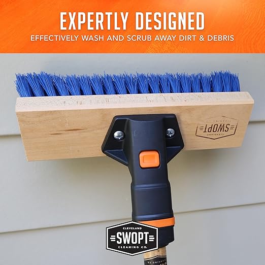 SWOPT 10” Premium Multi-Surface Scrub Brush Head — Cleaning Head Interchangeable with All SWOPT Cleaning Products for More Efficient Cleaning and Storage — Clean Driveways, Decks, and Siding