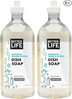 Better Life Dish Soap - Liquid Dishwashing Soap with Vitamin E and Aloe for Home & Kitchen Sink - No Gloves Required Kitchen Soap for Sensitive Skin - 22oz (Pack of 2) Unscented