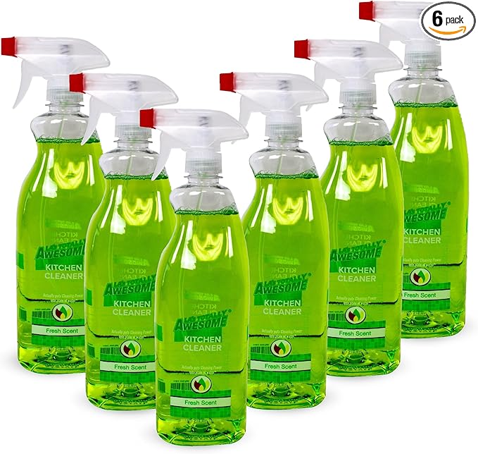 La's Totally Awesome Daily Kitchen Cleaner Spray, For Sink, Cooktop, Oven and more, Plant-Derived Formula, 32 Fl Oz (Pack of 6)