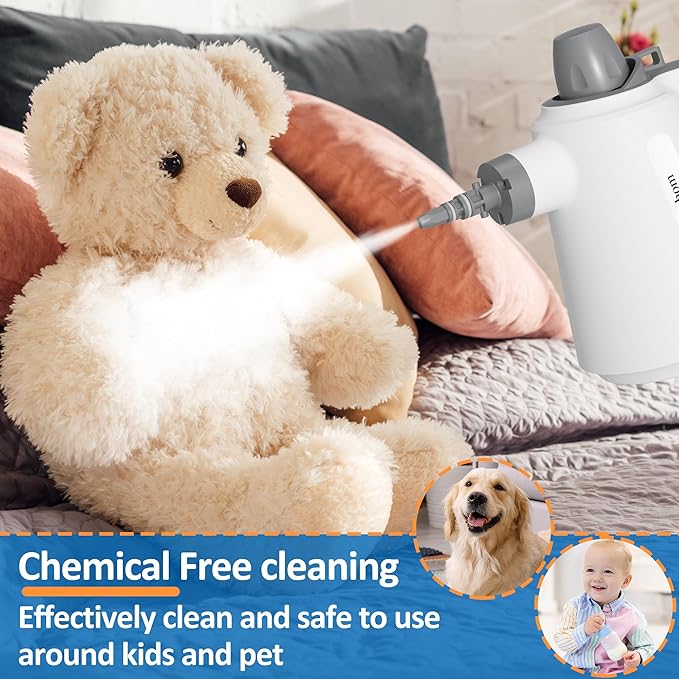 Spurgehom Handheld Steam Cleaner, Portable Steamer with 11 PCS Accessory & Safety Lock, Large Capacity Steam for Cleaning, Multipurpose Steam Cleaner for Home, Car, Window