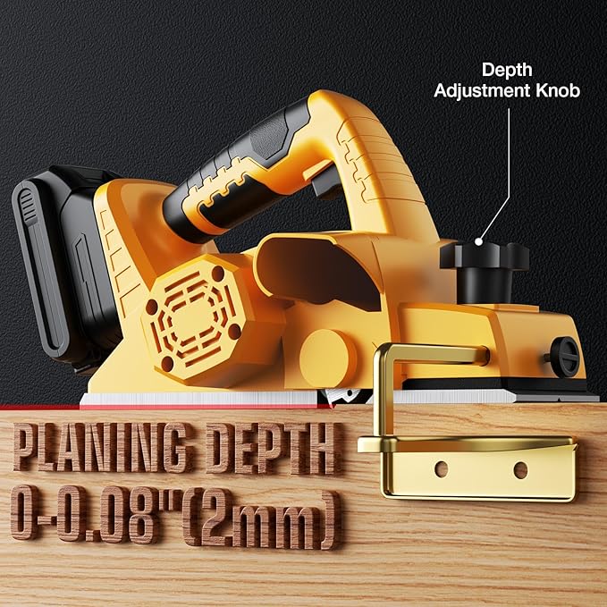 Electric Hand Planer for Dewalt 20V MAX Battery, 3-1/4 Inch Cordless Planer with Brushless Motor, 30000CPM, 2mm Cut Depth, Wood Planer for Carpentry Home DIY Woodworking(No Battery)