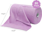 LIVOS Microfiber Cleaning Cloth Roll - 80 Pack, Reusable Paper Towels Purple Tear Away Towels, Microfiber Towels for Cars, Super Absorbent Lint Free Cleaning Rags for House,Kitchen,Window-11.5"x11.5"
