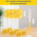 Heavy Duty Duster Refills for swiffer Duster, Disposable Dusters Kit for Cleaning Dusting Furniture Blind Ceiling Fan, Electrostatic Lock-Dust Technology 360 Feather Duster，60 Duster and 1 Handle