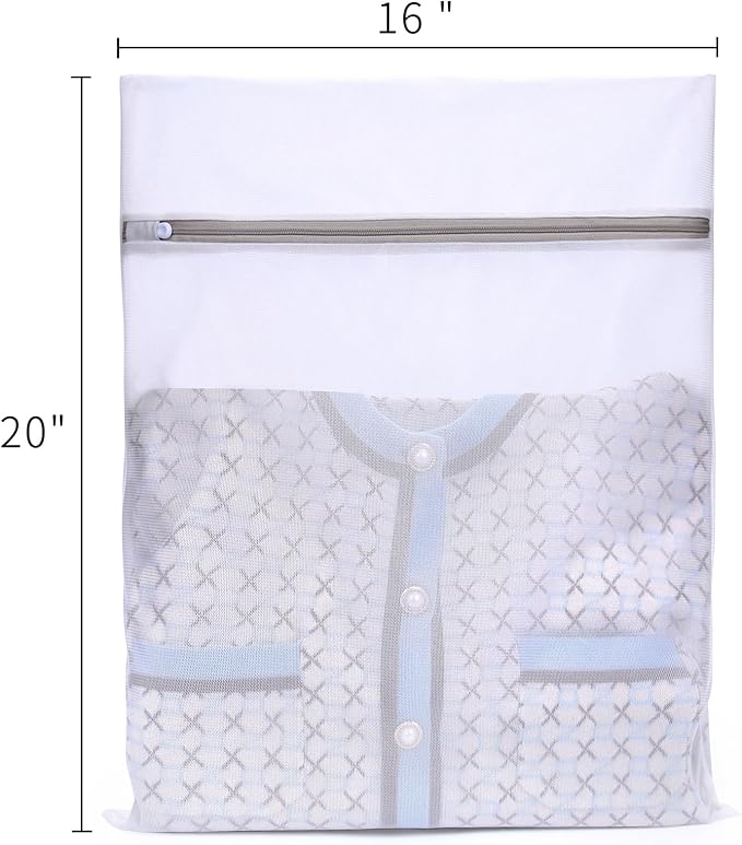 Muchfun 4Pcs Durable Fine Mesh Laundry Bags for Delicates 16 x 20 Inches (4, Large)