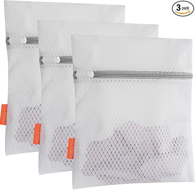 Polecasa 3Pcs Premium 125g Diamond Mesh Laundry Bags, 3 Small 9 x 12 Inches Durable Laundry Wash Bags with Sturdy Zipper for Delicates