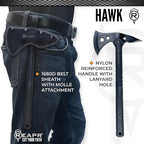 Reapr Tactical Hawk 7" Dual-Blade Throwing Axe – Survival Tomahawk with Spike & Axe Head, Stainless Steel, Nylon-Fiberglass Handle, Belt Sheath – Camping, Hunting, Wood Splitting, Gift for Outdoorsmen