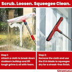 Floor Squeegee with 2 Replaceable Heads – 17'' EVA Foam Blade for Uneven Surfaces, 62'' Long Handle, Built-in Towel Clip, Non-Scratch Heavy Duty Squeegee Broom for Garage, Window, Tile, Patio & Shower